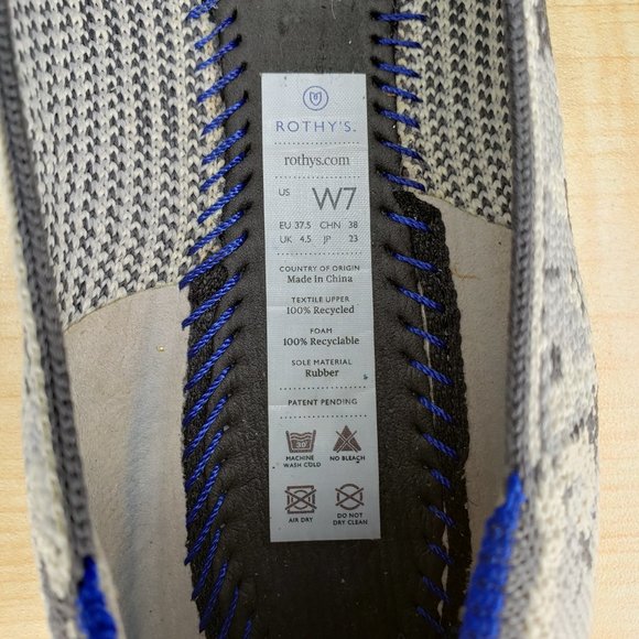 Rothys The Flat Size 7 Ash Camo Round Toe Retired 37.5 EU Gray Cream Com… - Picture 6 of 8